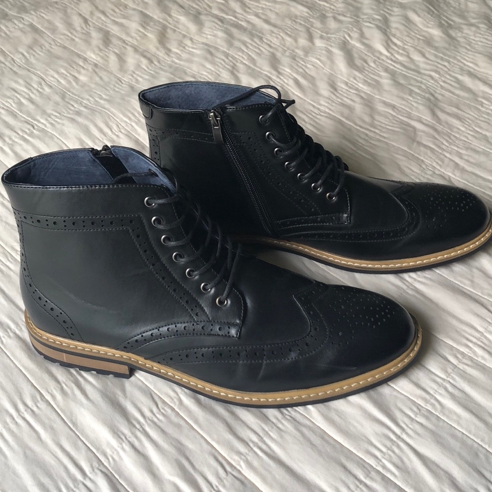 Bruno Marc Mens Black Dress Boots size 11